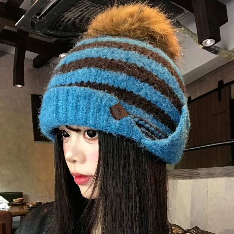 Bonnet d’hiver à rayures, doux - Beanie Cuffed Knit avis et prix